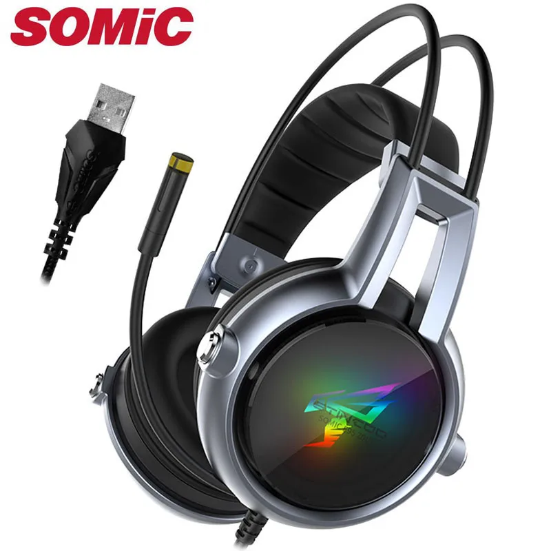 Игровые наушники 7 1 гарнитура со звуком и вибрацией с USB микрофоном компьютерные