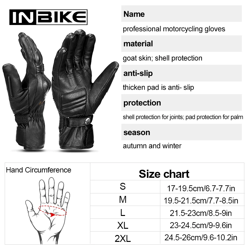 INBIKE зимние мотоциклетные перчатки из натуральной кожи теплые ветрозащитные Guantes