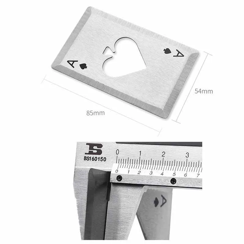 Poker Card Beer Bottle Opener Playing Card Ace Of Spades Stainless Steel Bar Throwing Cutting Casino Bottle Opener Wallet New
