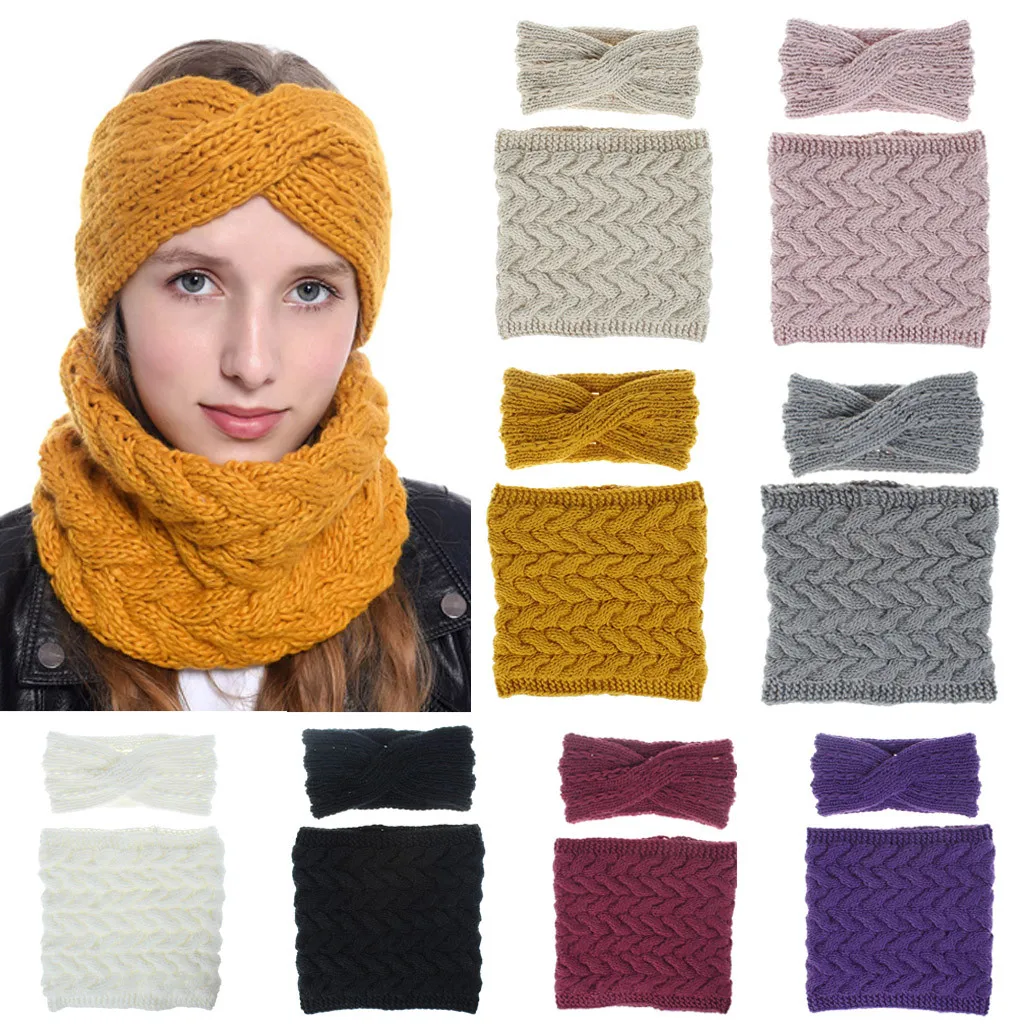 

Fashion Autumn And Winter Pure Color Wool Knitted Hair Band Sports Headband