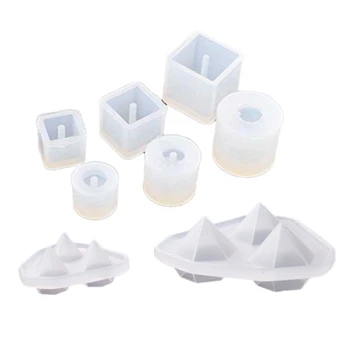 

2x Silicone Mould Decorative Craft DIY Mold (Large + Small) & 6Pcs Round Square Silicone Mold