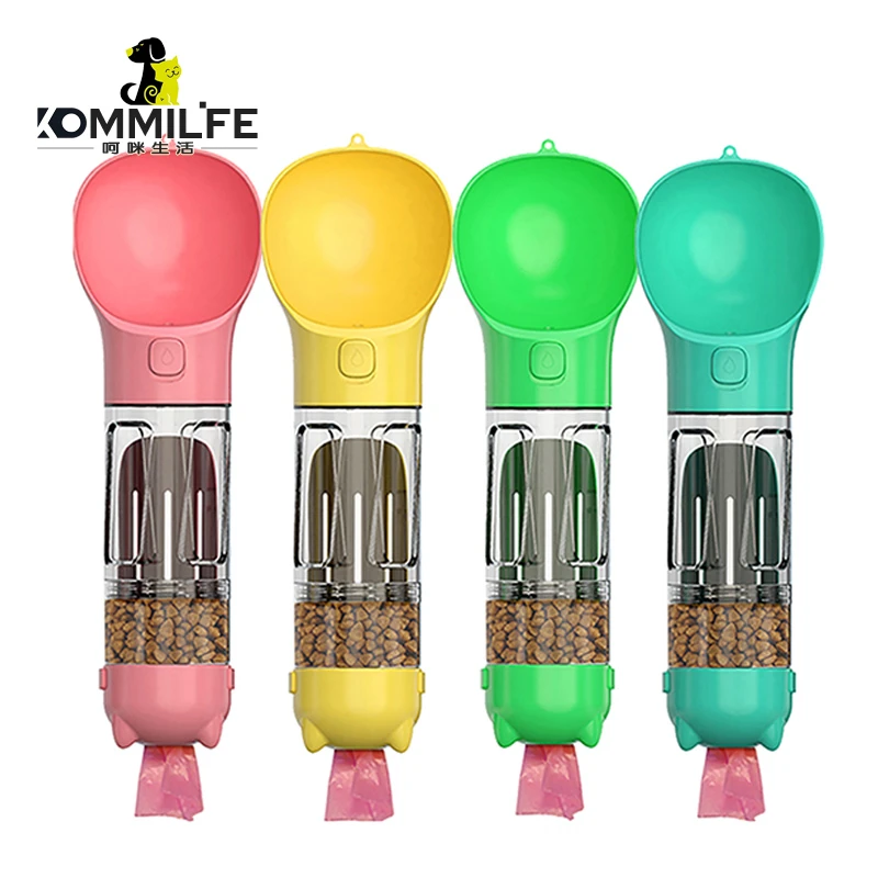 Kommilife Portable Cat Dog Water Bottle Food Feeder Drinker Poop