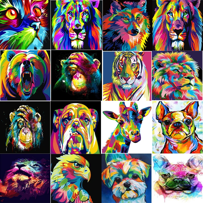 Oil Painting By Number Picture Anima Set On Canvas With Frame Drawing For Adults Acrylic Paint Coloring By Number Home Decor Art