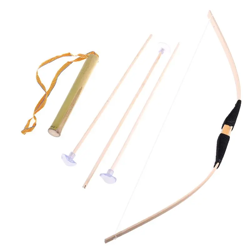 Arco de bambú seguro y juguete de flecha para niños, juego de flecha verde, héroe, Cosplay, deportes al aire libre, juguete para regalo, artesanal