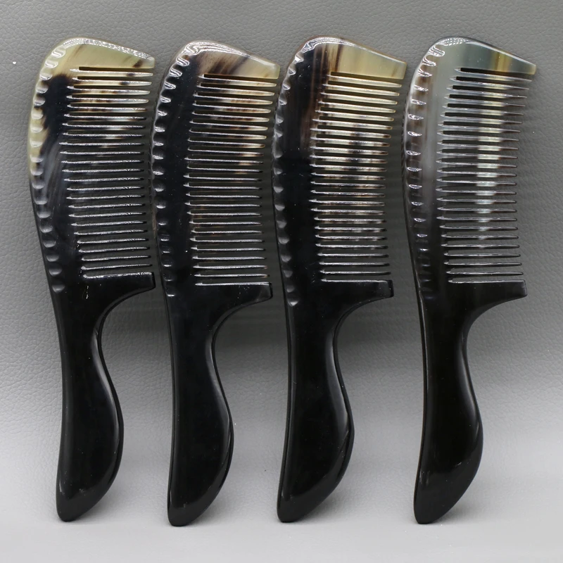 Natural Yak Horn Swallowtail Handles Fine Tooth Comb Hair Straighter Comb Anti-Static Hair Massage Brush 3