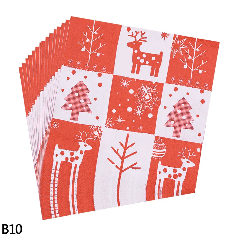 Рождественская вечеринка, одноразовые бумажные салфетки для скатерти, новогодние, вечерние, для украшения стола, для украшения стола, Navidad - Цвет: b10-20pcs napkins