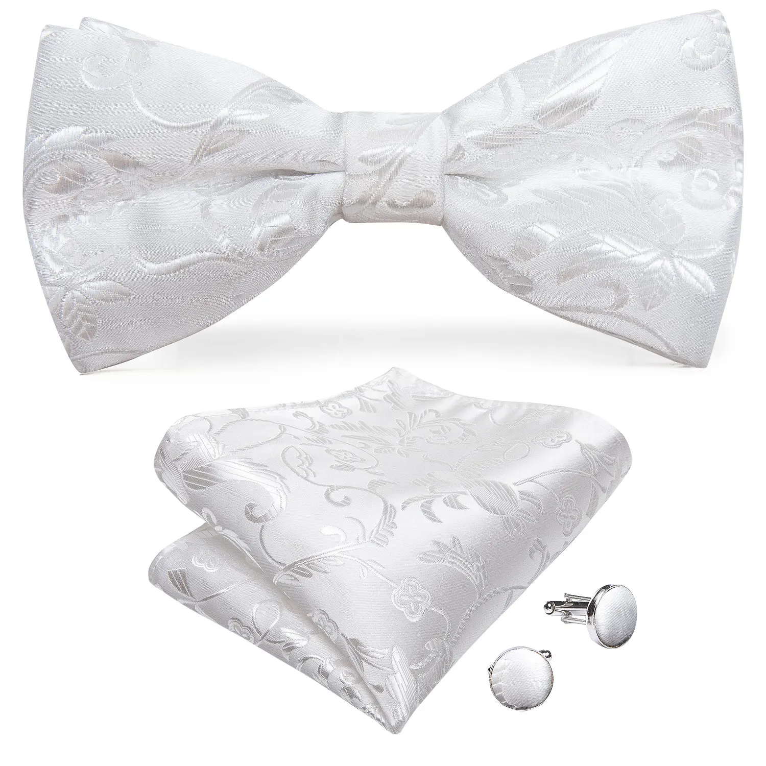 Men's White Floral Fashion Wedding Silk Waistcoat Vest For Men Bowtie Hanky Cufflinks Cravat Set for Suit Tuxedo DiBanGu MJ-116 Men's White Floral Fashion Wedding Silk Waistcoat Vest For Men Bowtie Hanky Cufflinks Cravat Set for Suit Tuxedo DiBanGu MJ-116