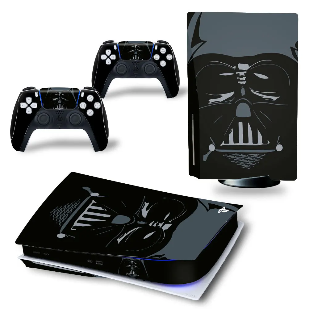 Darth Vader Iron Man PS5 Disk Skin Sticker Decal Cover for PlayStation 5 Console and 2 Controllers PS5 Disk Skin Sticker Vinyl 