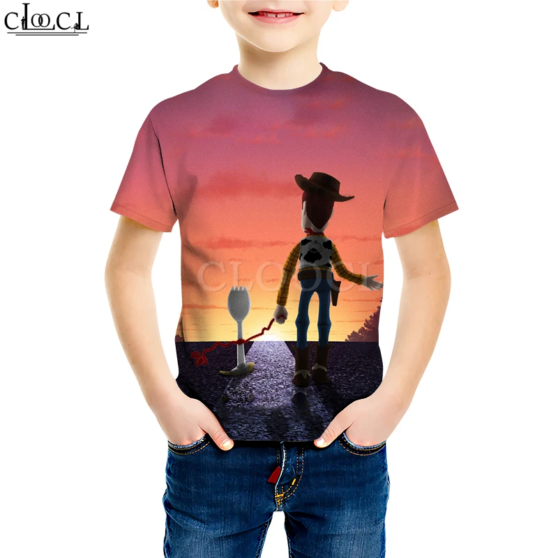 Kids T shirt 15 Футболки «История игрушек 4» «Ходячие игрушки» для мальчиков и девочек с 3D принтом, классические детские футболки с изображением шерифа Вуди форки, повседневные топы для детей - Цвет: Kids T shirt 15