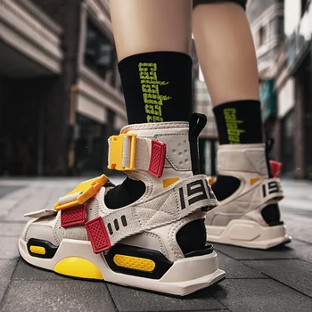 

VESONAL 2020 New Summer Personality Hip Hop Shoes Men Sandals For Male High Top Sandalias Sandal Slides Rome street Rock