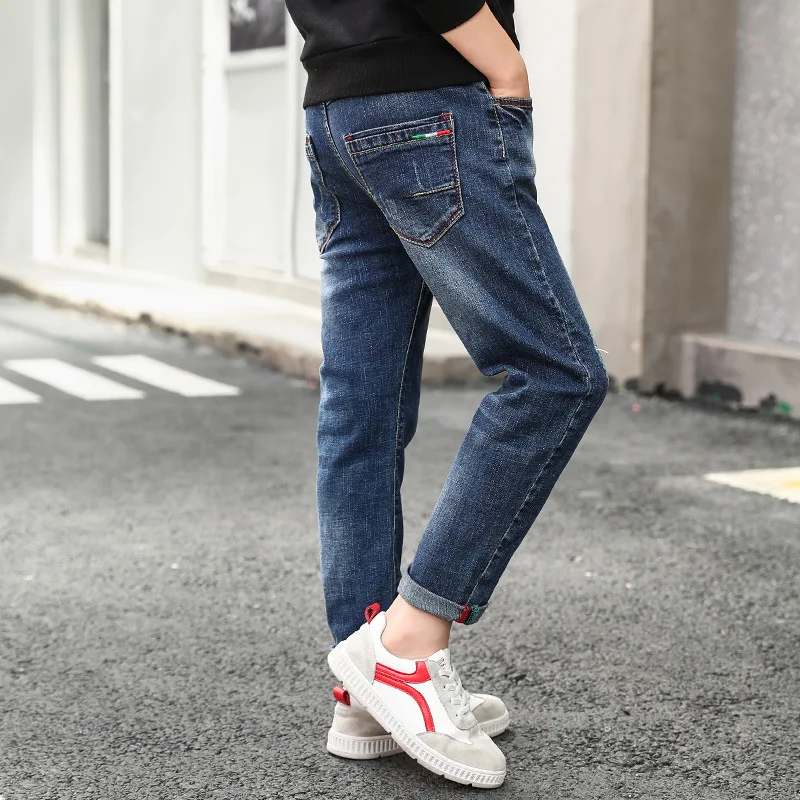 

2018 Korean-style Autumn BOY'S Crawler Fashion New Style Big Boy Simple Jeans Spring And Autumn Trousers Childrenswear
