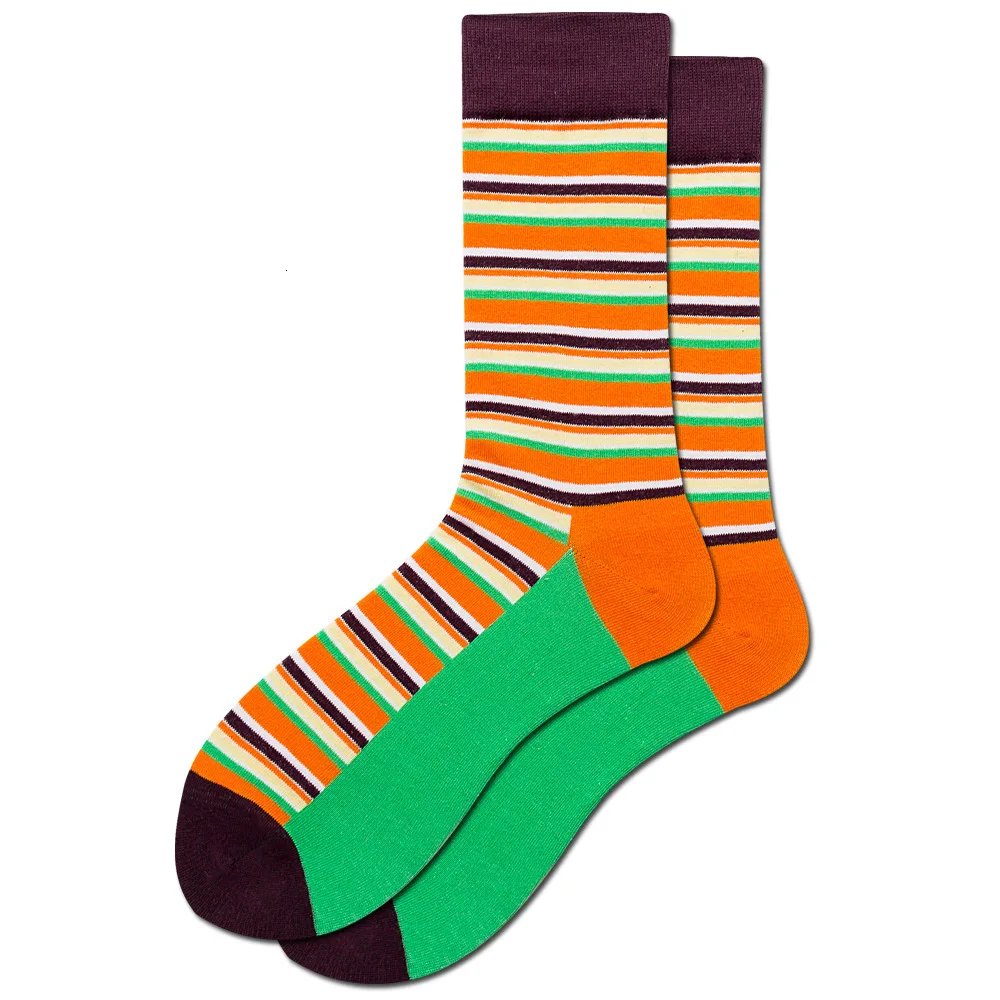 coffee stripes Модные подарки, мужские счастливые носки в стиле хип-хоп, Harajuku, пингвин, динозавр, ленивые теплые носки, Компрессионные носки, большие размеры, женские подарочные носки - Цвет: coffee stripes