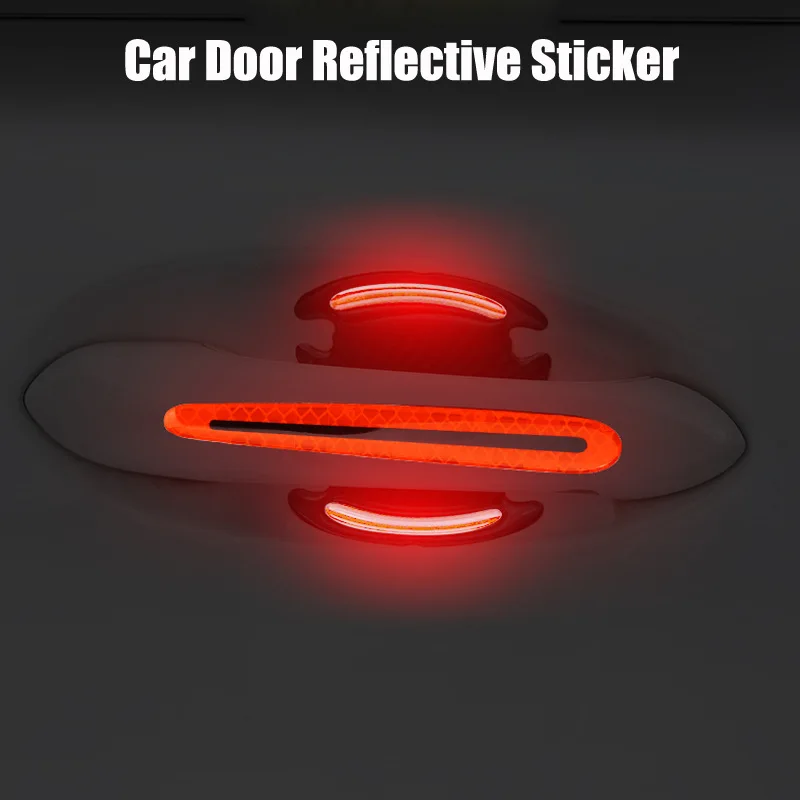 8pcs 3D Car Reflective Sticker Tape Reflector Fender Warning Bumper Strip Door Handle Bowl Cover Car Exterior Accessories Set AA