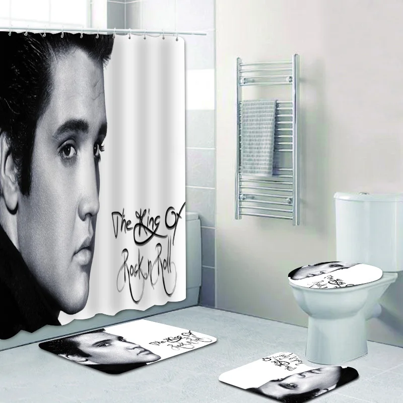 The King of Rock Roll Elviz Presley Home Decor Shower Curtains Waterproof Polyester Bathroom Curtain Bath Mat Set | Дом и сад