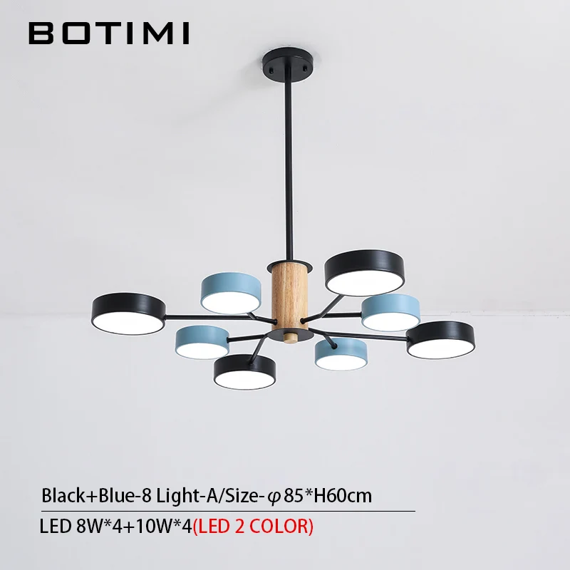 BK-BU 8 Lights-A BOTIMI Арт Деко синий черный Печатный Железный светодиодный Люстра для гостиной современный металлический светильник для спальни - Цвет абажура: BK-BU 8 Lights-A