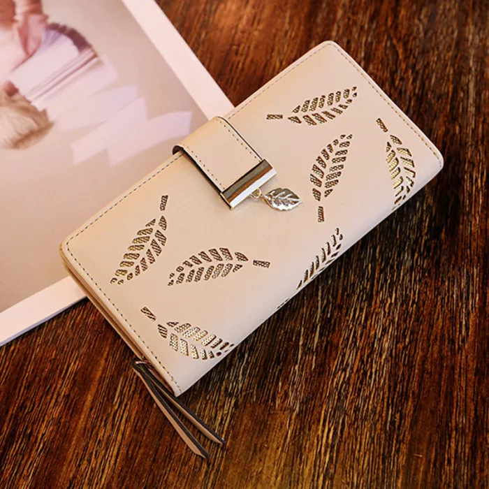 Wallet Women Fashion Women PU Leather Wallet Purse Card Holders Hollow Leaves For Coins Money carteira Porte Feuille Femme