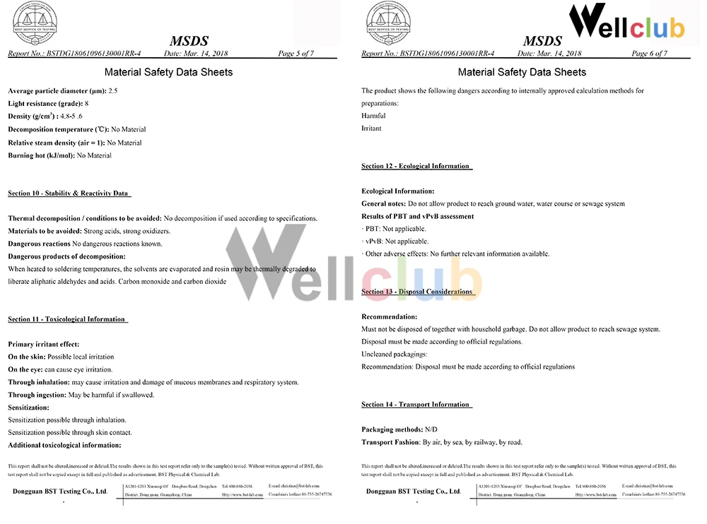 msds说明书(wellculb）3