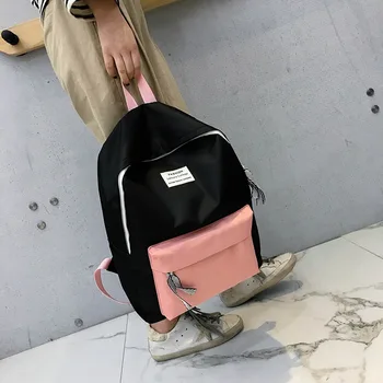 

2020 Spring New Model Korean Style Contrasting Color Campus Student's Backpack Bag Large Capacity Backpack Female