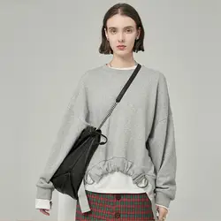 TVVOVVIN свободный крой шнурок металлический круг свитер новый круглый вырез длинный рукав женский большой размер мода осень зима 2019 F021