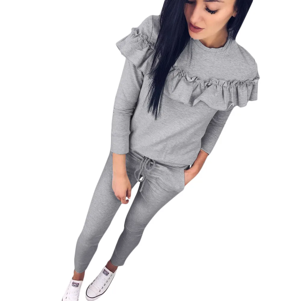 

Womens 2PCS Tracksuits Ladies Joggers Active Sport Tops and Pants Set Casual Solid Color Suit For Female Outdoor Running Clothes