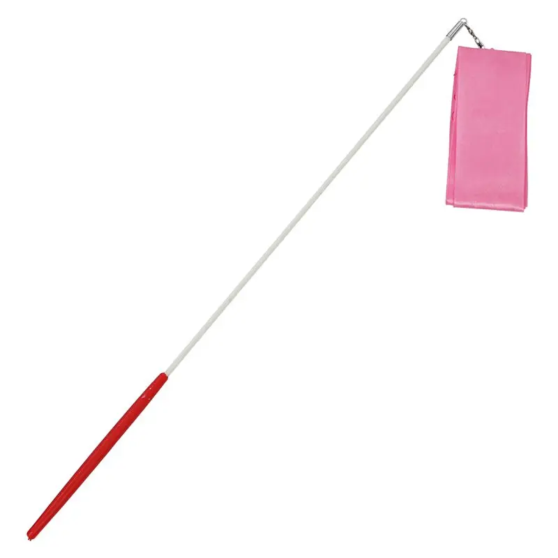 Gym Dance Ribbon Rhythmic Gymnastic Streamer Rod Baton Twirling Chinese New Year Party- Pink