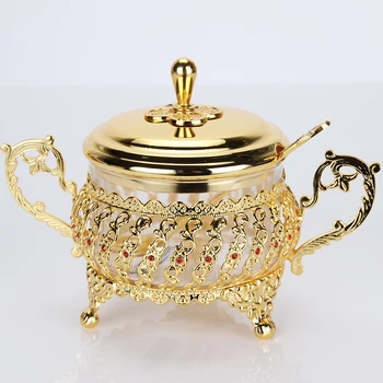 

Storage Box Glass Golden Seasoning Bottle Sugar Bowl Coffee Container Salt Pot Spice Jar Kitchen Supplies