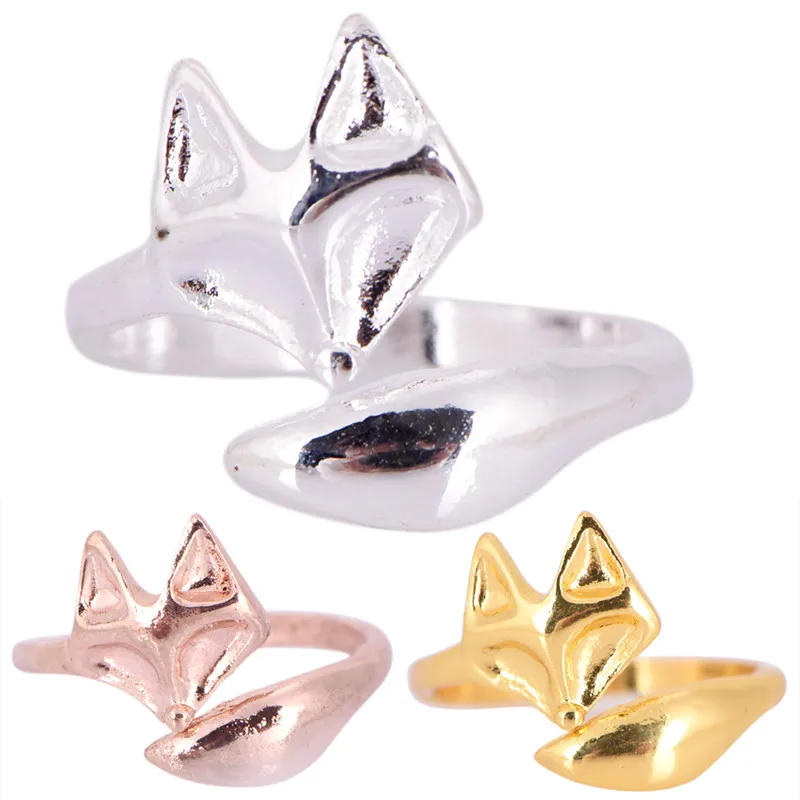 Fashion Cute Fox Rings Lovely Animal Funny Party Finger Rings for Women Silver Jewelry Fast Shipping
