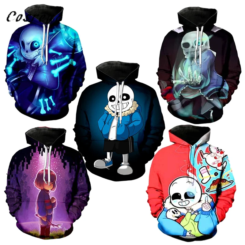 Undertale Sans капюшон для косплея 3D печатных Harajuku Толстовка костюм в стиле игры "Undertale" Куртка Пуловер для мужчин и женщин