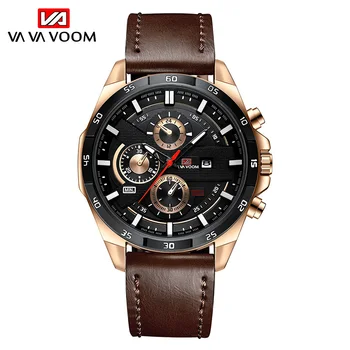

VA VA VOOM Top Brand Fashion Mens Watches 2020 Analog Quartz Creative Wrist Watch Man Military Leather Waterproof Sports Clock