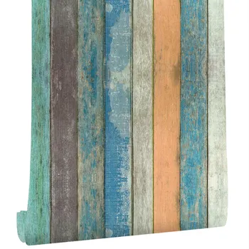 

LUCKYYJ Peel and Stick Self-Adhesive Wood Grain Wallpaper Retro Nostalgic Wooden Board Living Room Home Decoration Wall Sticker