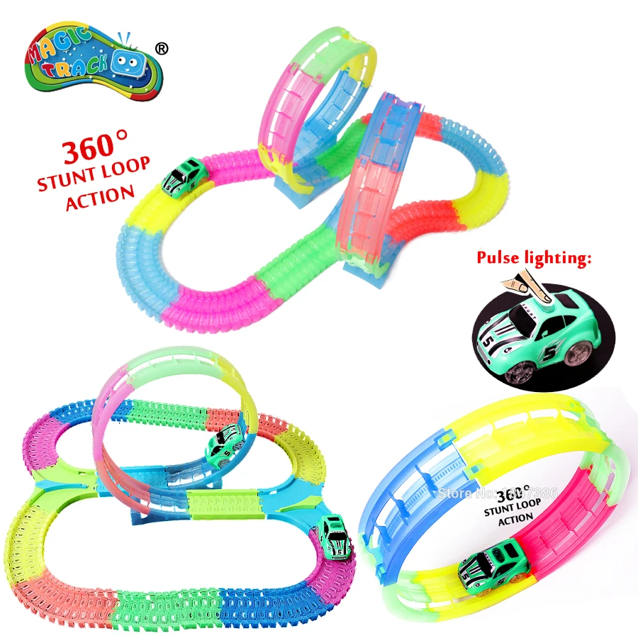 Волшебная 360 контурная петля светится в темноте трек Гибкая сборка гоночный