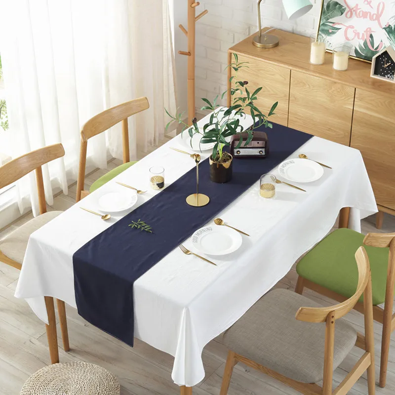 Minimalist white pleated cotton tablecloth Hotel Wedding Restaurant dining table cloth Cover towel Cloth