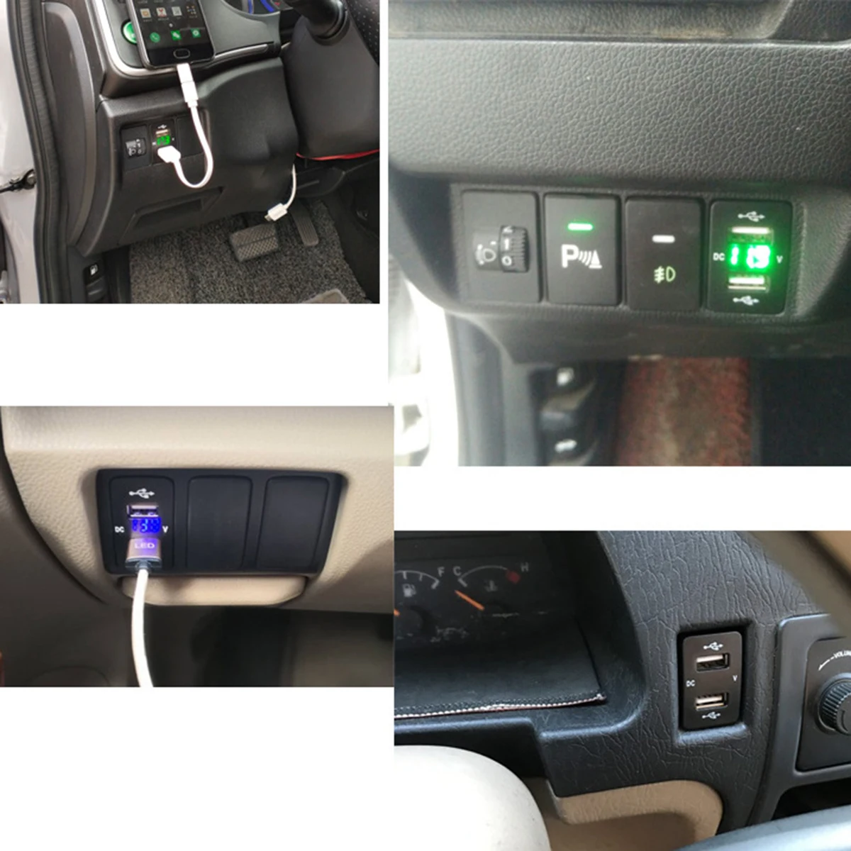 2 USB порта USB Автомобильное зарядное устройство с цифровым дисплеем для Honda 12 V/24 V адаптер