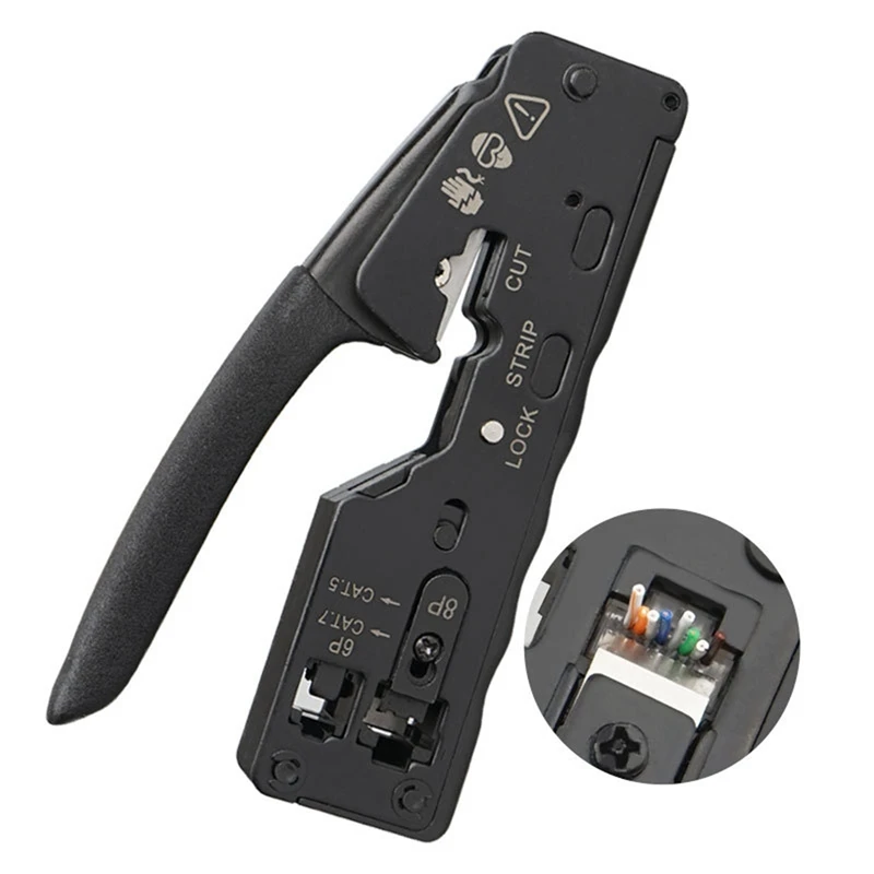 Crimpadora de Cable de red RJ45, herramienta de engarce, cortador, pelacables para Rj45 Cat7 Cat6 Cat5 Rj11 Rj12, alicates de conector
