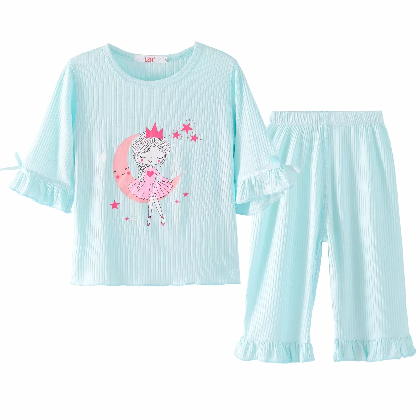 Children Pajamas Printed Home Wear Suits Baby Clothes Sets Half Sleeve Casual Sleepwear For 4-12 Y