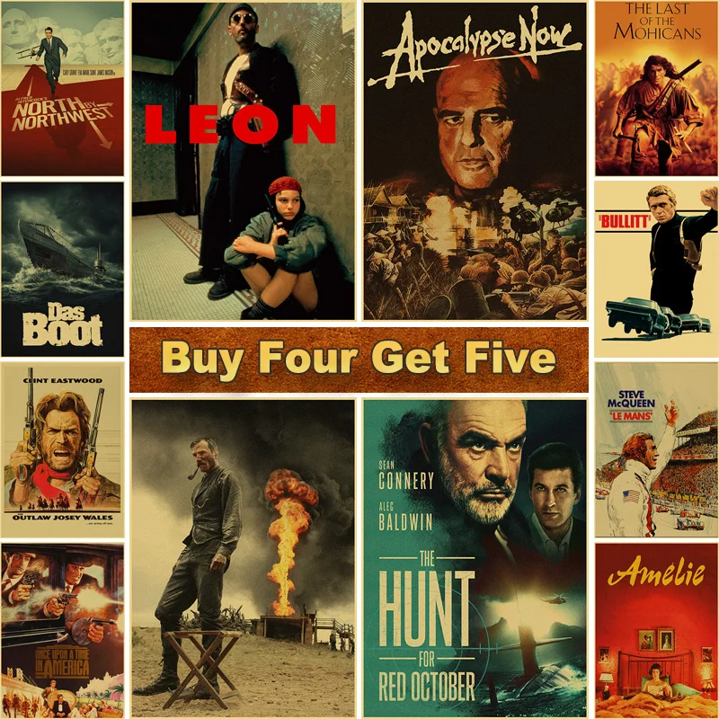 

16 Styles Vintage Kraft Paper Poster Classic Old Movie Collection Retro Posters and Prints War Art Decor Cafe House Decoration