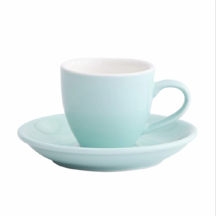 Тюльпан керамическая утолщенная эспрессо Кофейная чашка с тарелкой набор итальянский немой помол эспрессо чашка логотип индивидуальные 80 мл