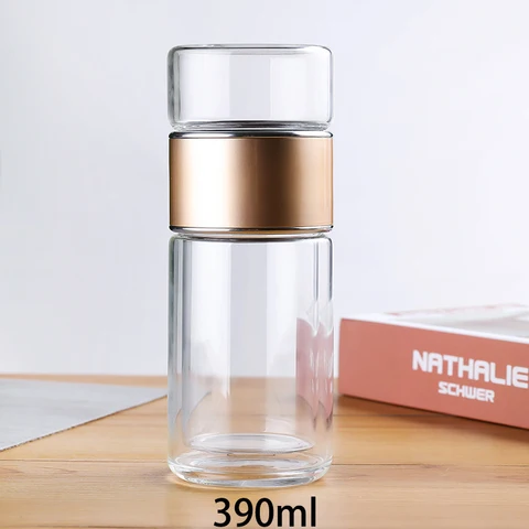 Quality Glass Portable Tea Water Bottle With Tea Filter Bottle Outdoor Sport Camping Drinkware Glass Cup Eco-Friendly