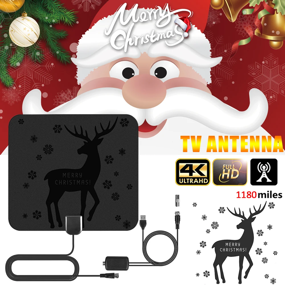 

4K Digital HDTV Aerial Indoor Amplified Antenna 1180 Miles HD1080P Christmas Signal Booster Receiver for Life Local Channels