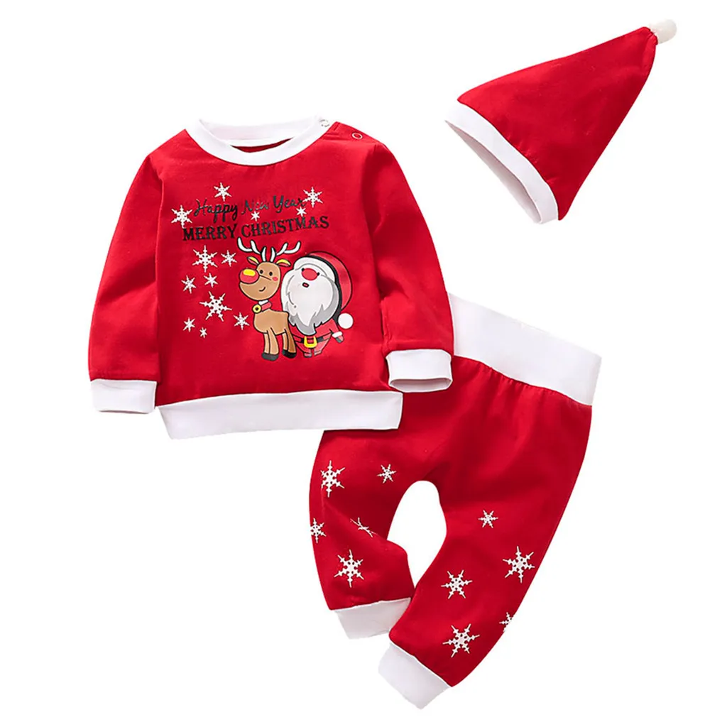 Рождественская пижама с принтом Санты и оленя для маленьких мальчиков и девочек; одежда для сна; одежда для маленьких мальчиков; боди; Одежда для новорожденных; Bebe