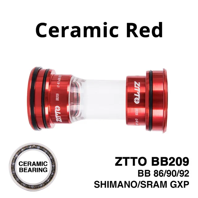 BB209 CERAMIC Red ZTTO Керамические Новые BB209 BB92 BB90 BB86 пресс подходят нижние кронштейны для шоссейного горного велосипеда запчасти 24 мм шатуны BB GXP 22 мм chainset - Color: BB209 CERAMIC Red