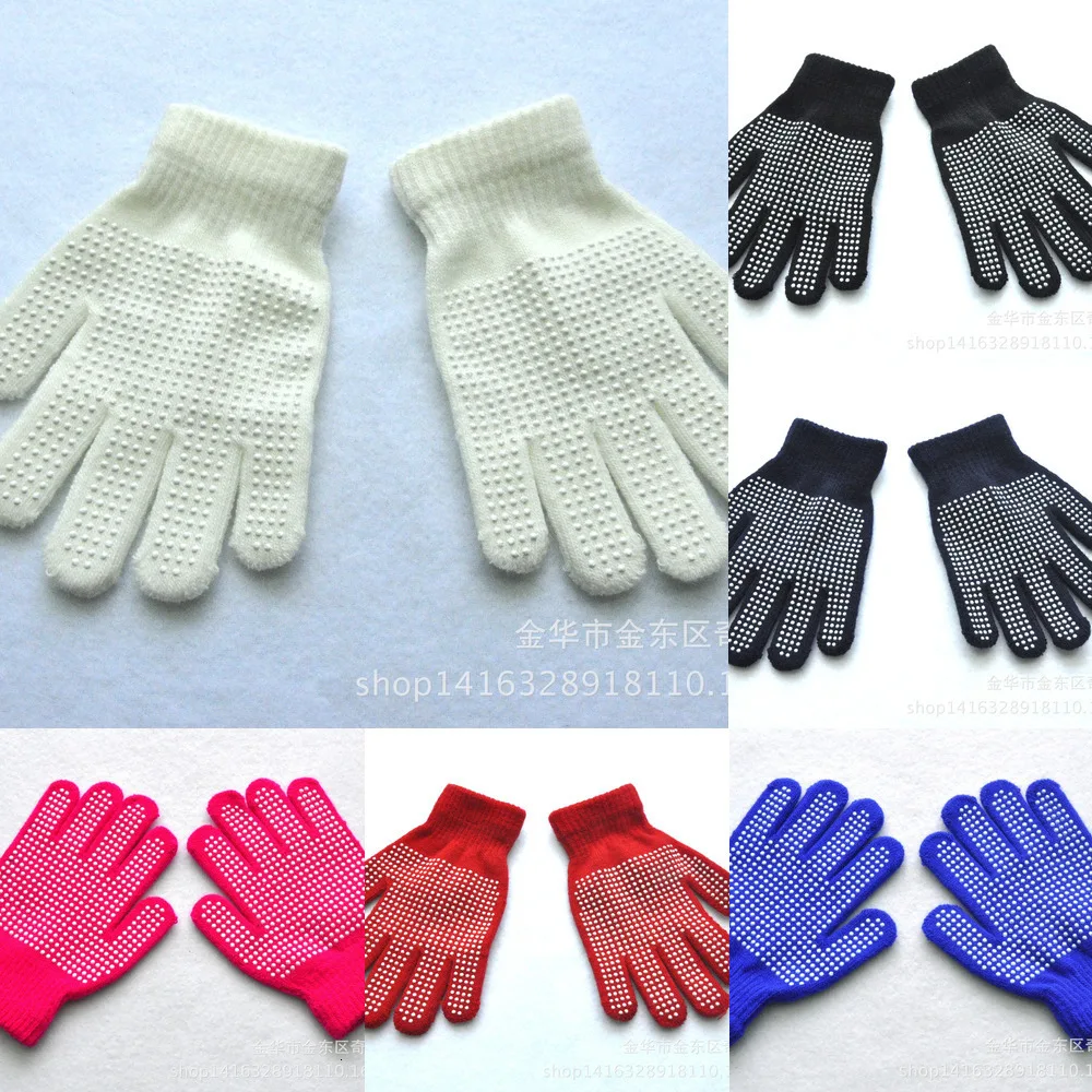 

Solid Knitted Gloves For Children Winter Outdoor Dot Particle Offset Printing Anti-slip Warm Mittens 5-15 Years Old Students