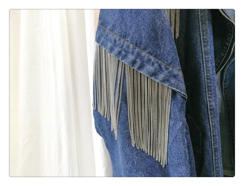 Women Long Sleeve Tassel Loose Denim Jacket Female Fashion Boyfrieds Outwear Solid Autumn Streetwear Jean Coat