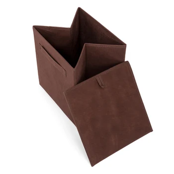 

【US Warehouse】6pcs High Quality Non-woven Fabrics Storage Boxes Brown Laundry supplies