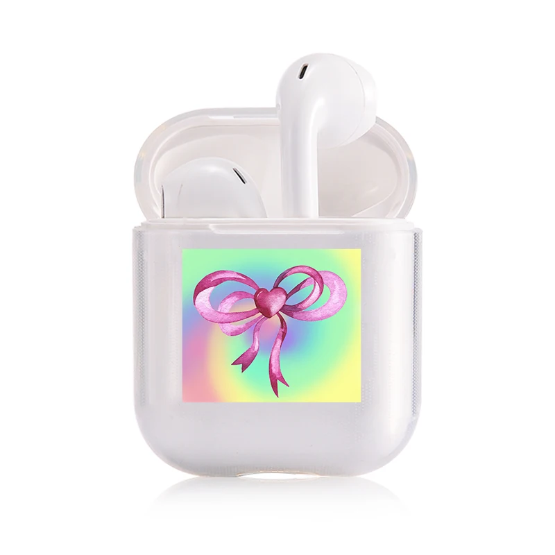 Хроматический модный наушник чехол для Apple Airpods чехол простой милый любовь сердце Bluetooth поп AirPods чехол прозрачный жесткий чехол - Цвет: I300200