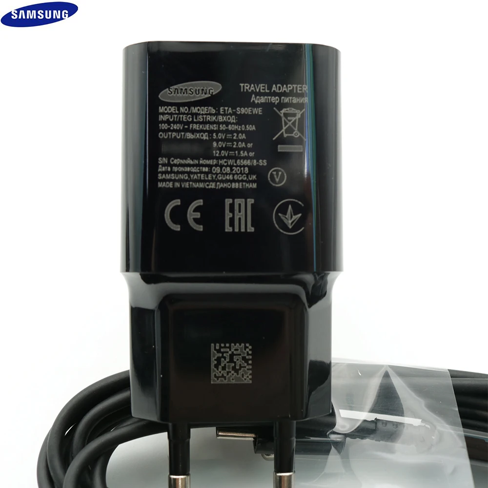 Зарядное устройство Samsung для быстрой зарядки 9 В 2 А ЕС оригинальный адаптер Galaxy S6