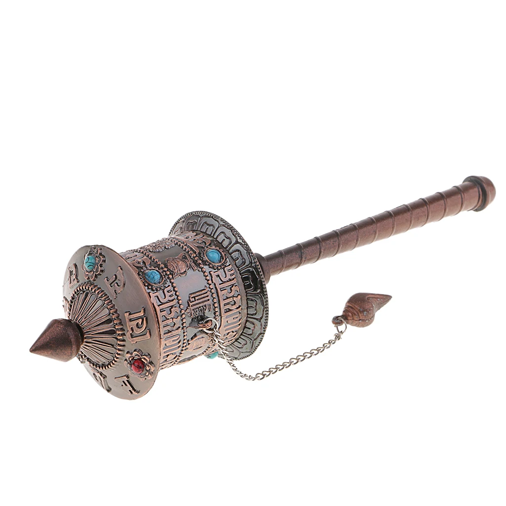  Tibetan Nepal Buddhist Prayer Wheel Shaking Handmade Religious Collectible, Vintage Style    
