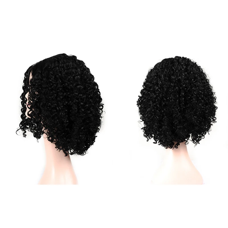 Short Curly Bob Wig For Black Women Afro Kinky Curly Wig Middle Part Heat Resistant Synthetic Wigs Natural Hairline Msglamor