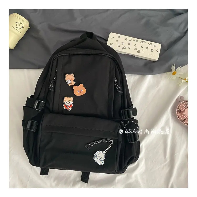 Mochilas de viaje multialmacenamiento para mujer, bolso escolar de gran  capacidad con cremallera, a la moda, estilo coreano, Ulzzang Chic -  AliExpress
