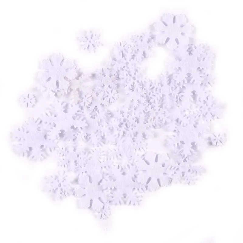 Mix Applique Polyester Felt Artificial Snowflake Patch Sticker 100Pcs/lot DIY Crafts Christmas Decoration